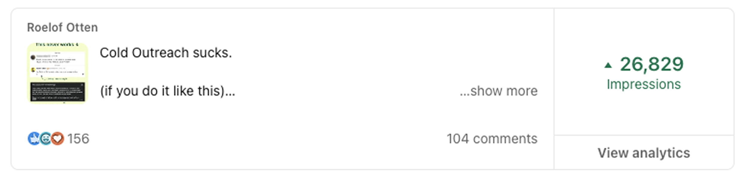 Cold Outreach sucks post: 26,829 impressions