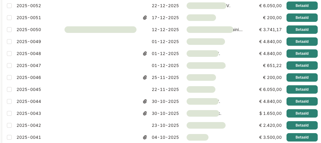 Paid invoices list, 4x revenue proof